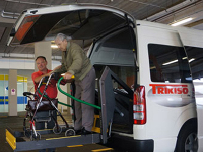 Total Mobility minibus mobility walker frame exit assistance